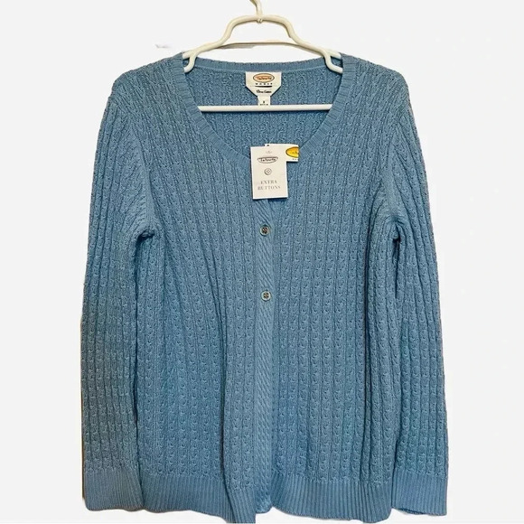 Talbots Woman -  Prima Cotton Periwinkle Blue 3 Button Cardigan Size X NWT - Picture 1 of 6